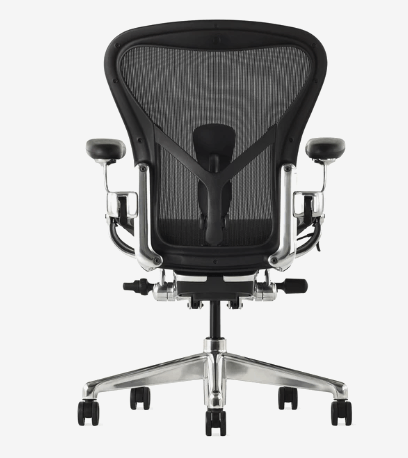Herman Miller Aeron Onyx chairs polished rear view