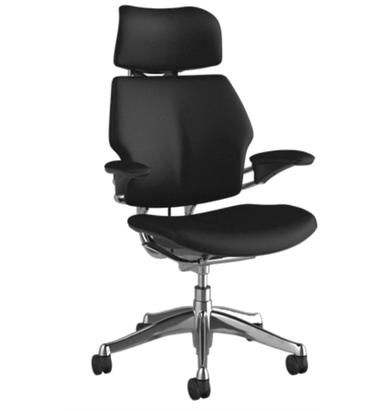 humanscale freedom chair with headrest corvara onyx leather
