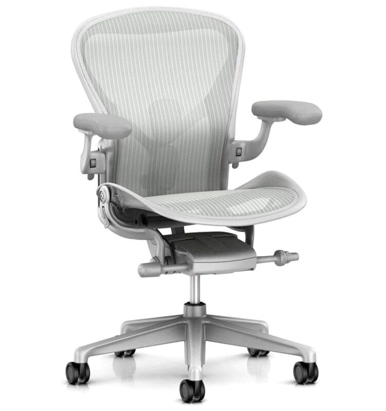 herman miller aeron mineral with satin aluminium base