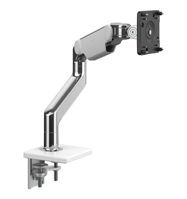 Humanscale M8.1 monitor arm polished aluminium with white trim