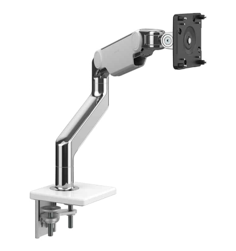 Humanscale M8.1 monitor arm polished aluminium with white trim