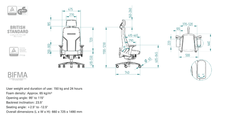 Interstul Twenty Four is5 chairs dimensions