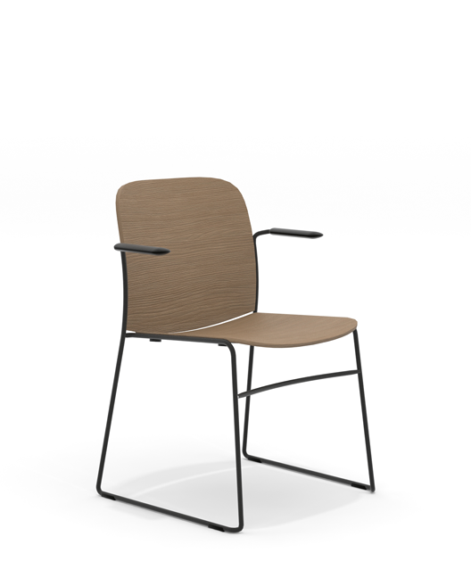 Senator densiti with arms wood seat & back side view