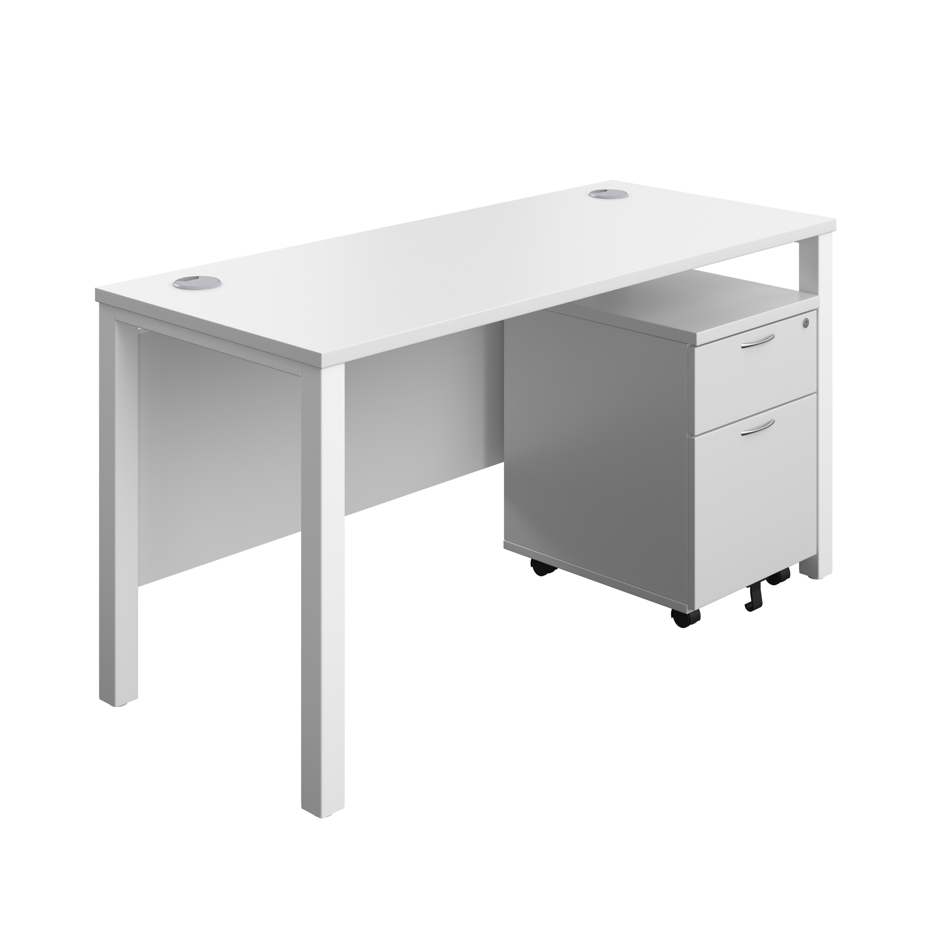 Goal Post Rectangular Desk + 2 Drawer Mobile Pedestal (FSC)
