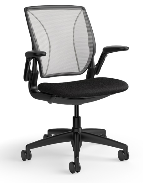 Humanscale Diffrient World Chair with Upholstered Seat, Black Edition
